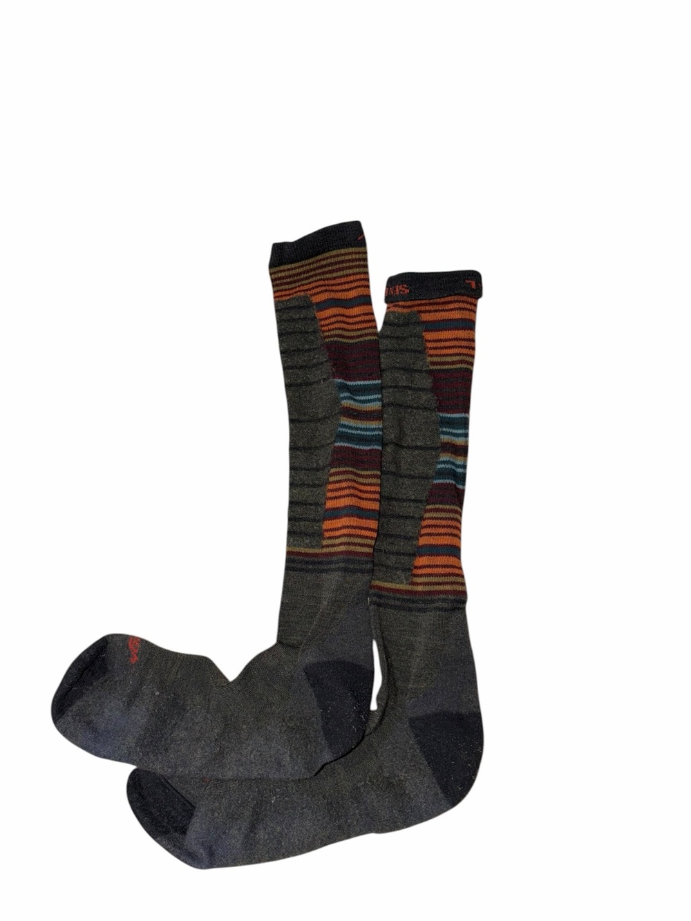 Men's Striped Knee-High Socks - Gray with Multicolor Stripes